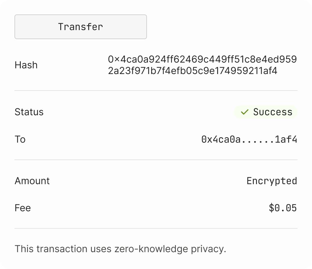 Exploration 1, variant B — encrypted-field treatment in the conventional receipt direction