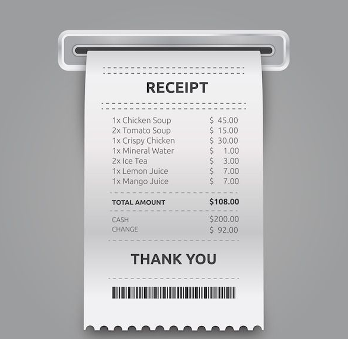 First inspiration reference — a conventional receipt-style layout that informed the first exploration direction
