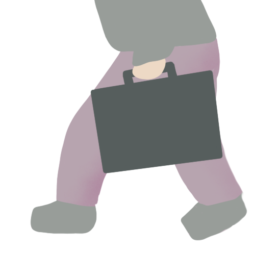 Illustration — person walking with briefcase, busy lifestyle
